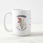 Mug Fleur du mois de naissance JANVIER Nom personnalis (Gauche)