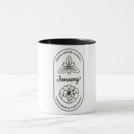 Mug Fleur du mois de naissance janvier Œillet (Centre)