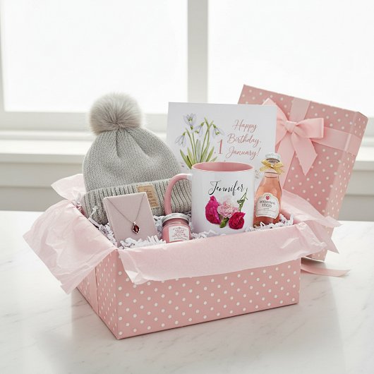 Mug Fleur du mois de naissance -Janvier personnalisé