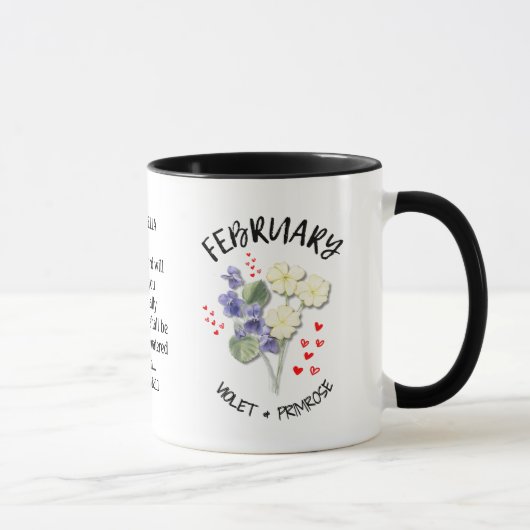 Mug Fleur du mois de naissance personnalisée FÉVRIER (Droite)