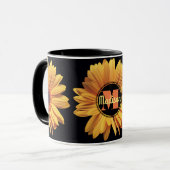 Mug Fleur élégante de marguerite de monogramme d'aster (Devant gauche)