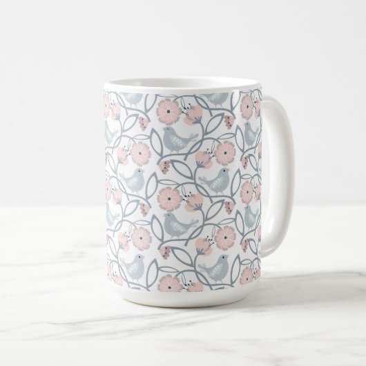Mug Fleur et oiseaux Motif sans couture (Devant droit)