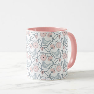 Mug Fleur et oiseaux Motif sans couture