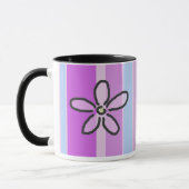 Mug Fleur et rayures bleues pourpres (Gauche)