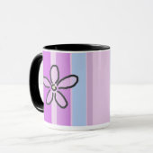 Mug Fleur et rayures bleues pourpres (Devant gauche)