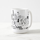 Mug Fleur et texte noir et blanc personnalisés (Devant droit)