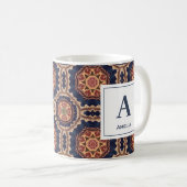 Mug Fleur fantaisie et formes étoiles Motif Monogramme (Devant droit)