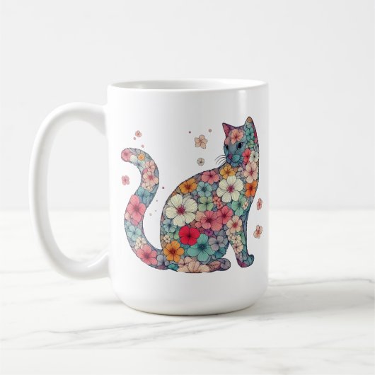 Mug Fleur Fleur Chat, Fleurs et Chat, Fleurs, Chat (Gauche)