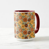 Mug fleur/fleurs de style vintage 70 (Devant droit)