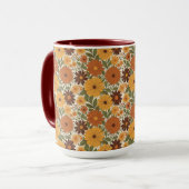 Mug fleur/fleurs de style vintage 70 (Devant gauche)