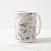 Mug Fleur floral crème marron cacao (Devant droit)