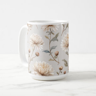 Mug Fleur floral crème marron cacao