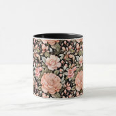 Mug Fleur Florale de Pêche Aquarelle Feuillage (Centre)