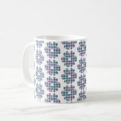 Mug Fleur Forme Carreaux Rose Turquoise (Devant gauche)