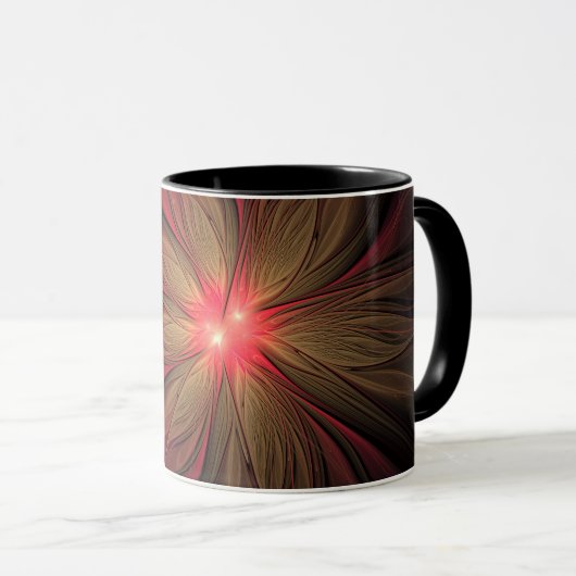 Mug Fleur fractale de fansy rouge (Devant droit)