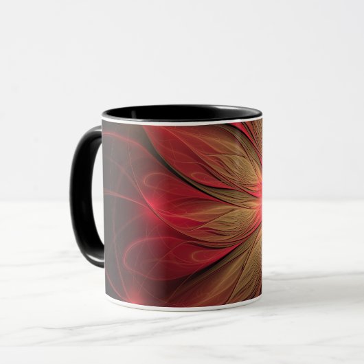 Mug Fleur fractale de fansy rouge (Devant gauche)