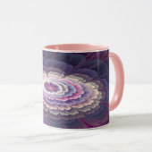 Mug Fleur frappante abstraite fractale couleur rose (Devant droit)