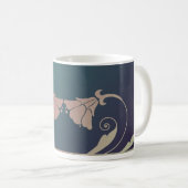 Mug Fleur fuschia Art nouveau rose bleu vert élégant (Devant droit)