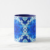 Mug Fleur géométrique Motif en Bleu Cobalt et Marine (Centre)