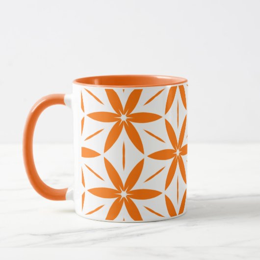 Mug Fleur géométrique orange moderne du milieu du sièc (Gauche)