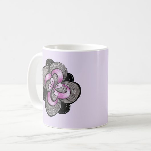 Mug Fleur gothique violet noir Abstrait floral (Devant gauche)
