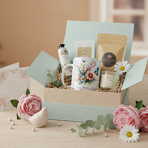 Mug Fleur Happy Mother's Day personnelle rose et bleue