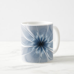 Mug Fleur imaginaire fractale bleue douce et tendresse