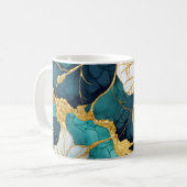 Mug Fleur Japonaise Sarcelle Or (Devant gauche)