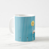 Mug Fleur jaune bleu-clair de Himawari de tournesol (Devant gauche)