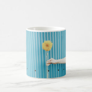 Mug Fleur jaune bleu-clair de Himawari de tournesol