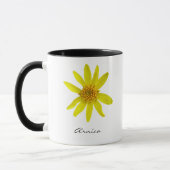 Mug Fleur jaune botanique d'arnica avec le nom (Gauche)