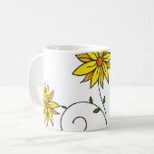Mug Fleur Jaune Fantaisiste Art Doodle (Devant gauche)