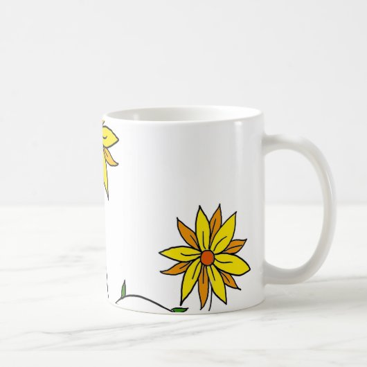 Mug Fleur Jaune Fantaisiste Art Doodle (Droite)