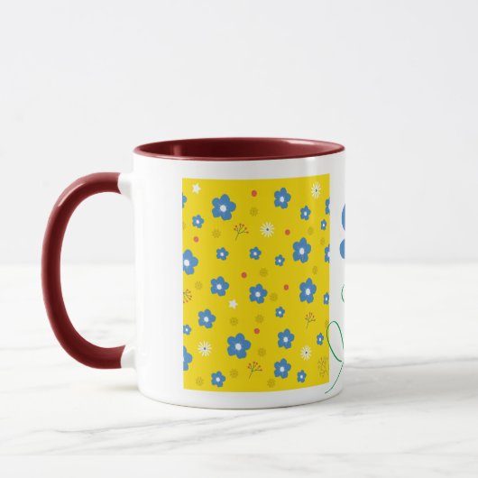 Mug Fleur jaune, rouge et bleu (Gauche)