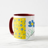 Mug Fleur jaune, rouge et bleu (Devant gauche)