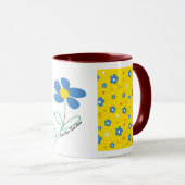 Mug Fleur jaune, rouge et bleu (Devant droit)