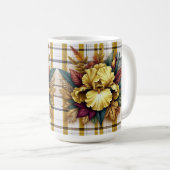 Mug Fleur Jaune Vibrante Avec Feuilles D'Automne (Devant droit)