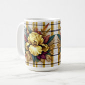 Mug Fleur Jaune Vibrante Avec Feuilles D'Automne (Devant gauche)