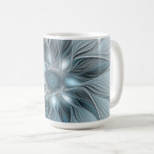 Mug Fleur Joyeuse Abstrait gris bleu floral Fractal (Devant droit)