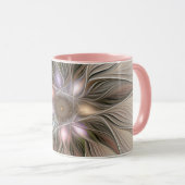 Mug Fleur joyeuse abstraite beige marron floral fracta (Devant droit)