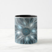 Mug Fleur joyeuse abstraite fleur bleue grise fractale (Centre)