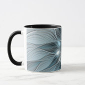 Mug Fleur joyeuse abstraite fleur bleue grise fractale (Gauche)