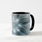 Mug Fleur joyeuse abstraite fleur bleue grise fractale (Devant droit)