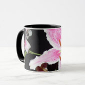 Mug Fleur Lily rose en noir (Devant gauche)