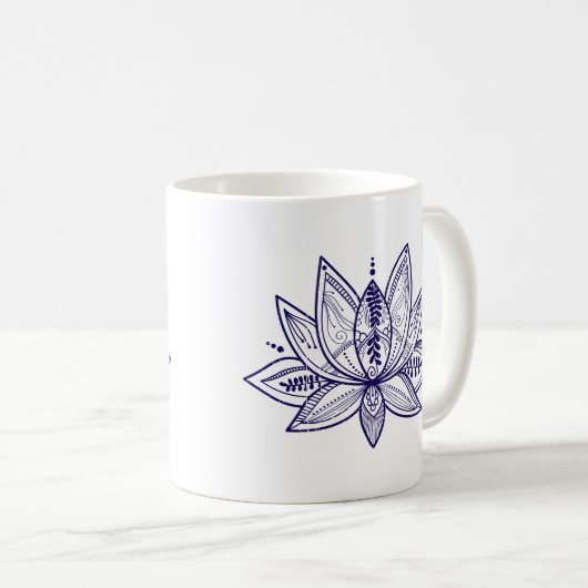 Mug Fleur Lotus Intricable Art En Ligne Perdue (Devant droit)