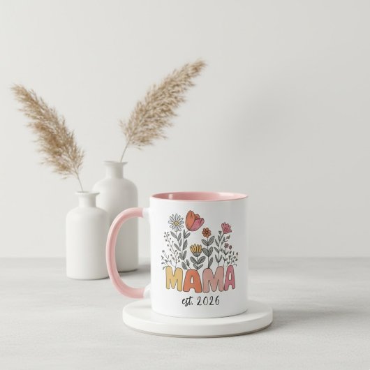 Mug Fleur Mama Est Année Conception Fleur Sauvage
