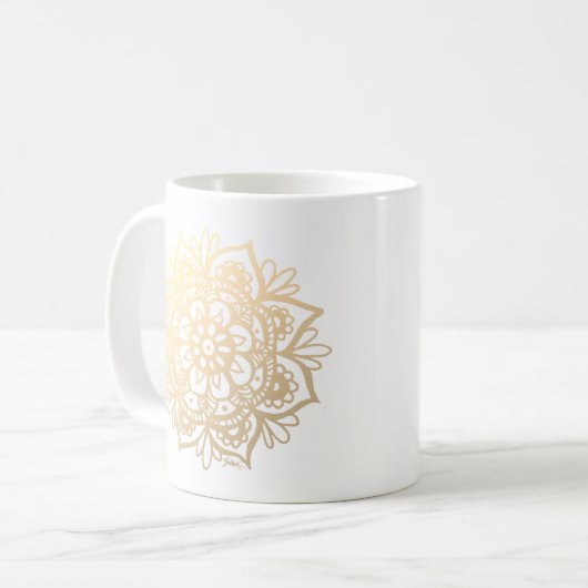 Mug Fleur Mandala d'or (Devant gauche)