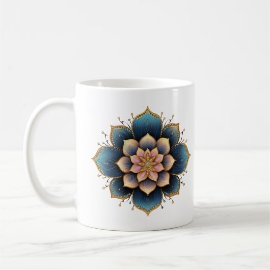 Mug Fleur Mandala Lotus aux cristaux étincelants (Gauche)