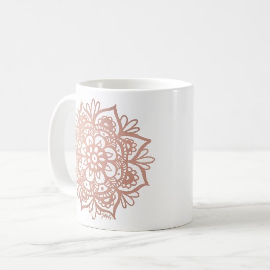 Mug Fleur Mandala rose (Devant gauche)