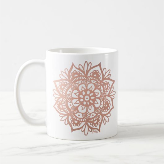 Mug Fleur Mandala rose (Gauche)